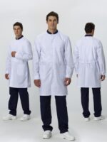 Халат мужской MedLine Марк (тк.Смесовая,120), белый/т.синий