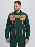 Костюм Итрорис-1 СОП (тк.Саржа,250) брюки, т.зеленый/оранжевый