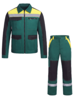 Костюм ProfLineBase-1 (тк.Твил,210) брюки, зеленый/черный/желтый