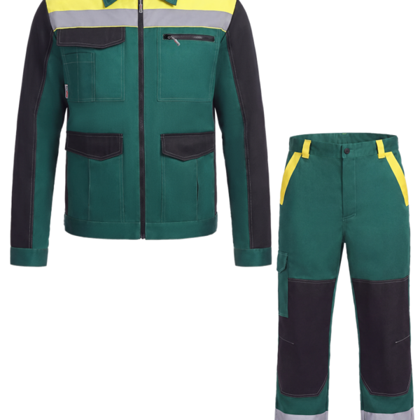 Костюм ProfLineBase-1 (тк.Твил,210) брюки, зеленый/черный/желтый