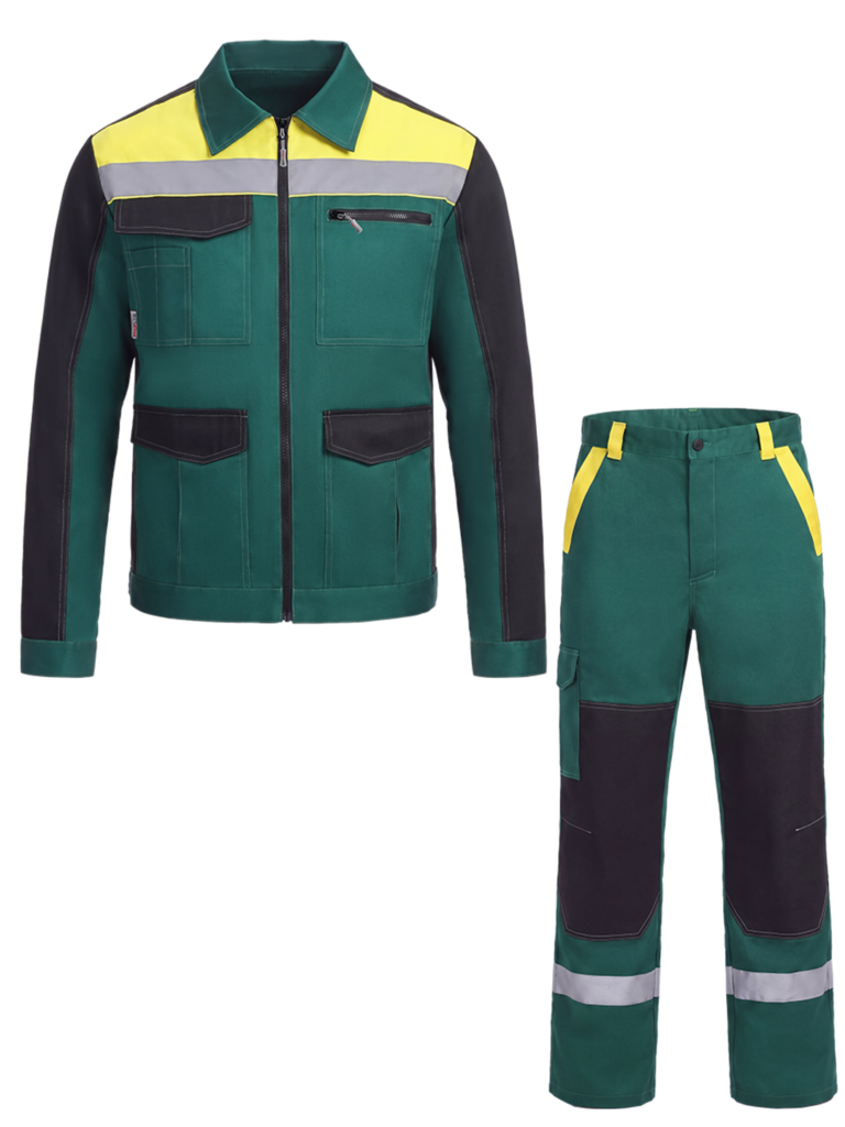 Костюм ProfLineBase-1 (тк.Твил,210) брюки, зеленый/черный/желтый