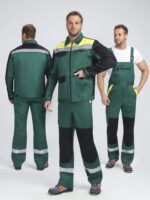 Костюм ProfLineBase-2 (тк.Твил,210) п/к, зеленый/черный/желтый