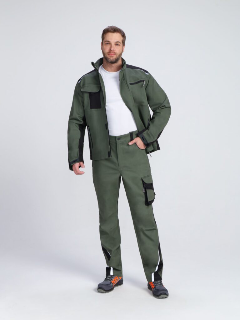 Костюм ProfLineLeader-1 (тк.Хлопок/Спандекс,260) брюки, хаки/черный