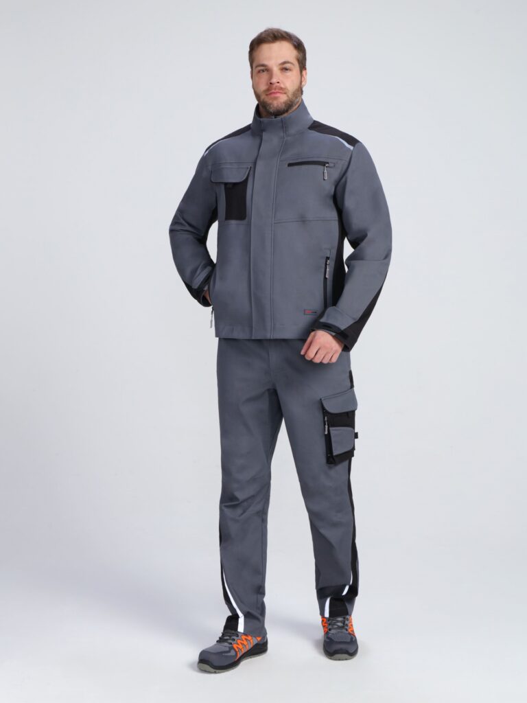 Костюм ProfLineLeader-1 (тк.Хлопок/Спандекс,260) брюки, серый/черный