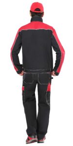 Костюм СИРИУС-АГАТ куртка, п/к черный с красным, ВО отделка, 260 г/м2, 65%ПЭ, 35%ХБ
