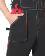 Костюм СИРИУС-АГАТ куртка, п/к черный с красным, ВО отделка, 260 г/м2, 65%ПЭ, 35%ХБ