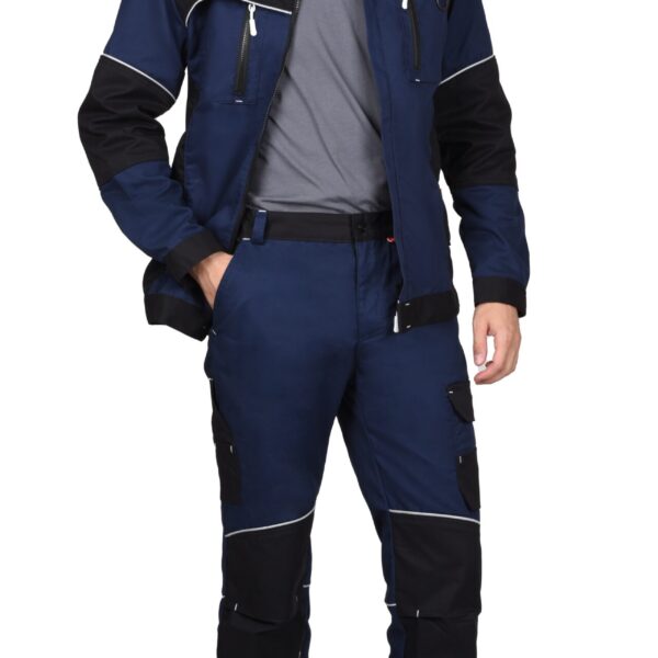 Костюм СИРИУС-АРКТИК куртка, брюки, синий с черным, мех. стрейч 260 г/м2, 65% ПЭ, 35% ХБ