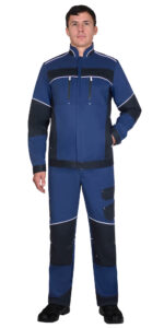 Костюм СИРИУС-АРКТИК куртка, брюки, синий с черным, мех. стрейч 260 г/м2, 65% ПЭ, 35% ХБ