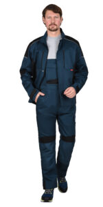 Костюм СИРИУС-ЦИТРИН куртка, полукомбинезон, морена с черным, 245 г/м2, 65%ПЭ, 35%ХБ