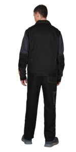 Костюм СИРИУС-ФАВОРИТ куртка, брюки, черный с темно-серым, 210 г/м2, 65% ПЭ, 35% ХБ