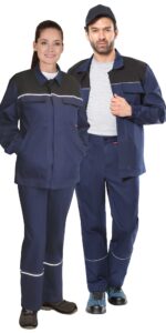 Костюм СИРИУС-МАСТЕР куртка длинная, брюки, синий с черным, 245 г/м2, 65%ПЭ, 35%ХБ