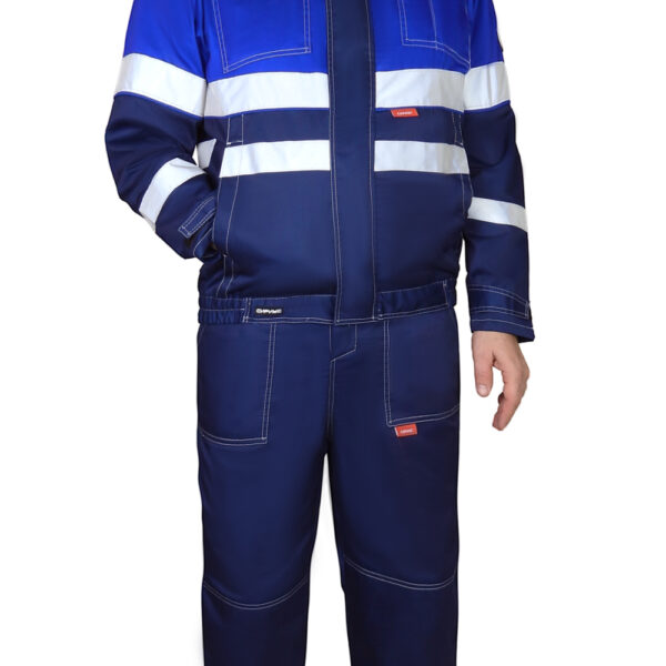 Костюм СИРИУС-НАВИГАТОР-2 куртка, брюки, синий с васильковым и СОП, 215 г/м2, 65%ПЭ, 35%ХБ