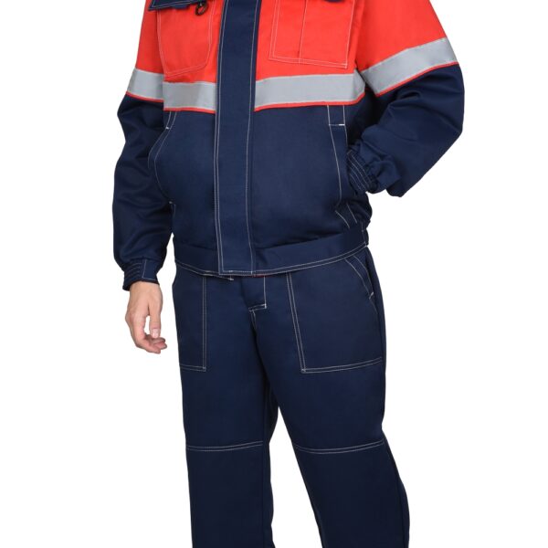Костюм СИРИУС-НАВИГАТОР куртка, брюки, синий с красным и СОП, 245 г/м2, 65% ПЭ, 35% ХБ