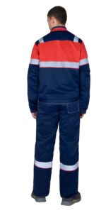 Костюм СИРИУС-НАВИГАТОР куртка, брюки, синий с красным и СОП, 245 г/м2, 65% ПЭ, 35% ХБ