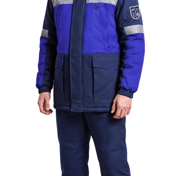 Костюм СИРИУС-ПЕТРОЛ куртка, п/к, т.синий с васил. и СОП, антистат 260 г/м2, ОП, НМВО, 80%ХБ, 20%ПЭ