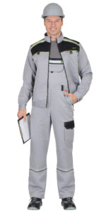 Костюм СИРИУС-ПРАКТИК куртка, п/к, светло-серый с черным, 245 г/м2, 80%ПЭ, 20%ХБ