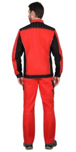 Костюм СИРИУС-ПРЕСТИЖ куртка, брюки, красный с черным, 245 г/м2, 65%ПЭ, 35%ХБ