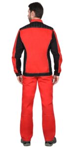Костюм СИРИУС-ПРЕСТИЖ куртка, полукомбинезон, красный с черным, 245 г/м2, 65%ПЭ, 35%ХБ