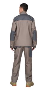 Костюм СИРИУС-СПБ куртка, брюки, песочный с серо-зеленым, 260 г/м2, 80% ПЭ, 20% ХБ