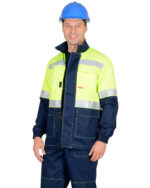 Костюм СИРИУС-ТЕРМИНАЛ куртка, п/к, т.синий с лимонным и СОП, 215 г/м2, 65%ПЭ, 35%ХБ
