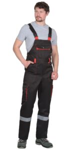 Костюм СИРИУС-ТИТАН куртка, п/к, черный с красным с СОП, 215 г/м2, 80%ПЭ, 20%ХБ