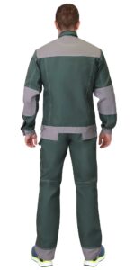 Костюм СИРИУС-ВЕСТ-ВОРК куртка, брюки зеленый со ср.серым, 280 г/м2, 65%ПЭ, 35%ХБ