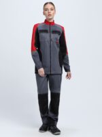 Костюм женский Вектрон-1 (тк.Смесовая,240) брюки, серый/красный/черный