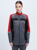 Костюм женский Вектрон-1 (тк.Смесовая,240) брюки, серый/красный/черный