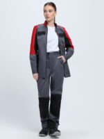 Костюм женский Вектрон-1 (тк.Смесовая,240) брюки, серый/красный/черный
