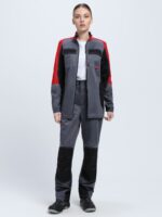 Костюм женский Вектрон-1 (тк.Смесовая,240) брюки, серый/красный/черный