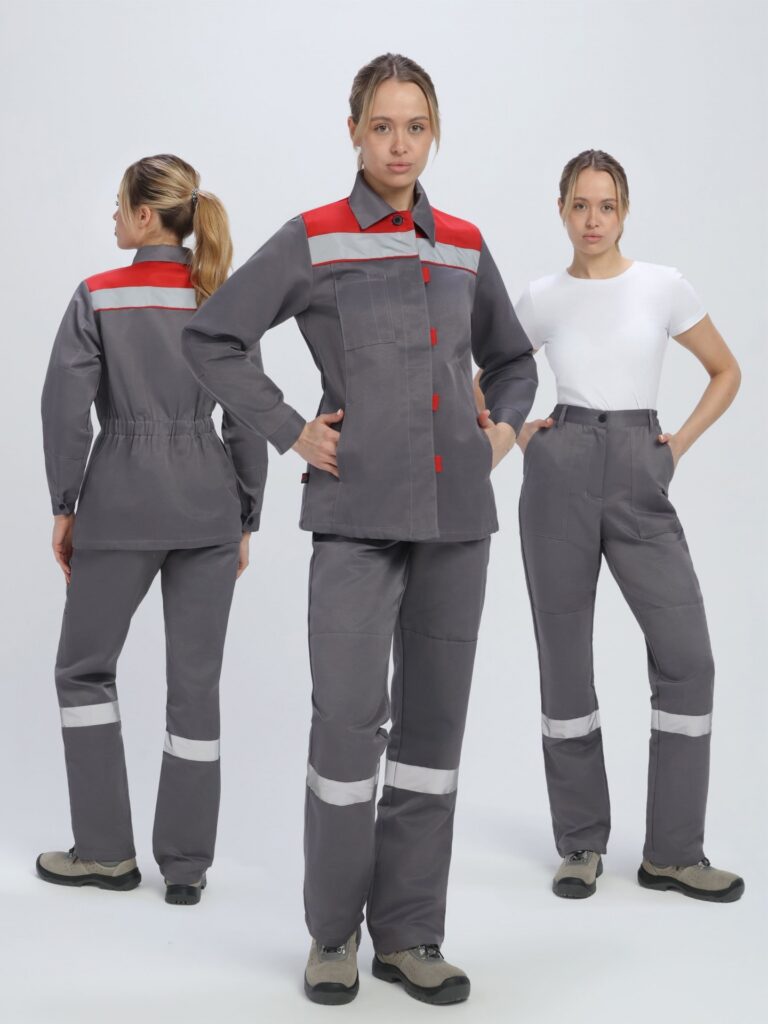 Костюм женский Веснис-1 СОП (тк.Смесовая,210) брюки, т.серый/красный