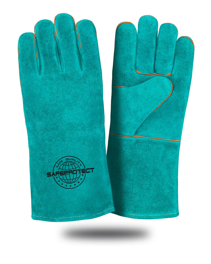 Краги спилковые КАМЧАТКА Safeprotect® бирюзовые (флисовая подкладка) р.10,5 (х12х60)