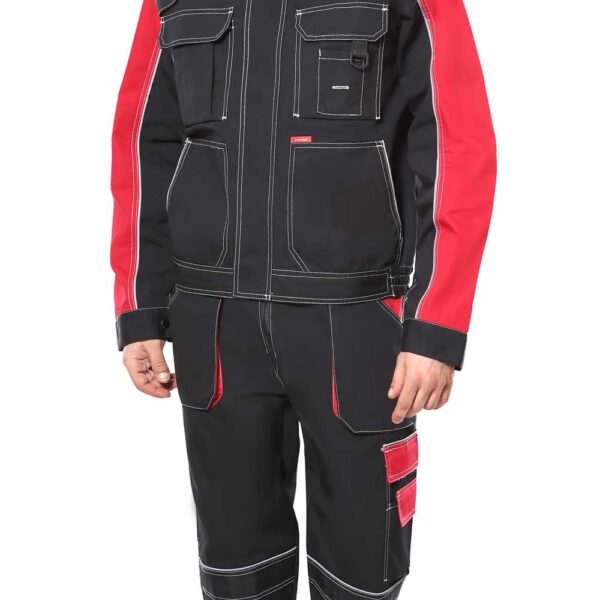 Куртка СИРИУС-АГАТ черный с красным, ВО отделка, 260 г/м2, 65%ПЭ, 35%ХБ