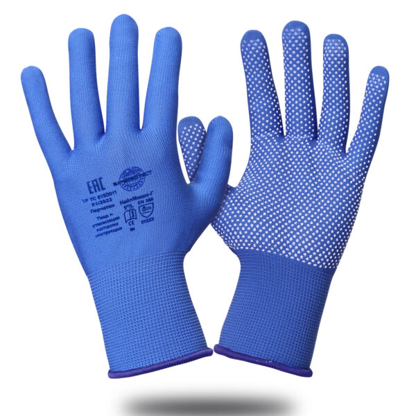 Перчатки НейпМикро-Г Safeprotect® (нейлон+ПВХ-микроточка, голубой)