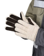 Перчатки утепленные со спилком на ладони и пальцах Юкагиры бежевые Safeprotect® (Тинсулейт)(х12х120)
